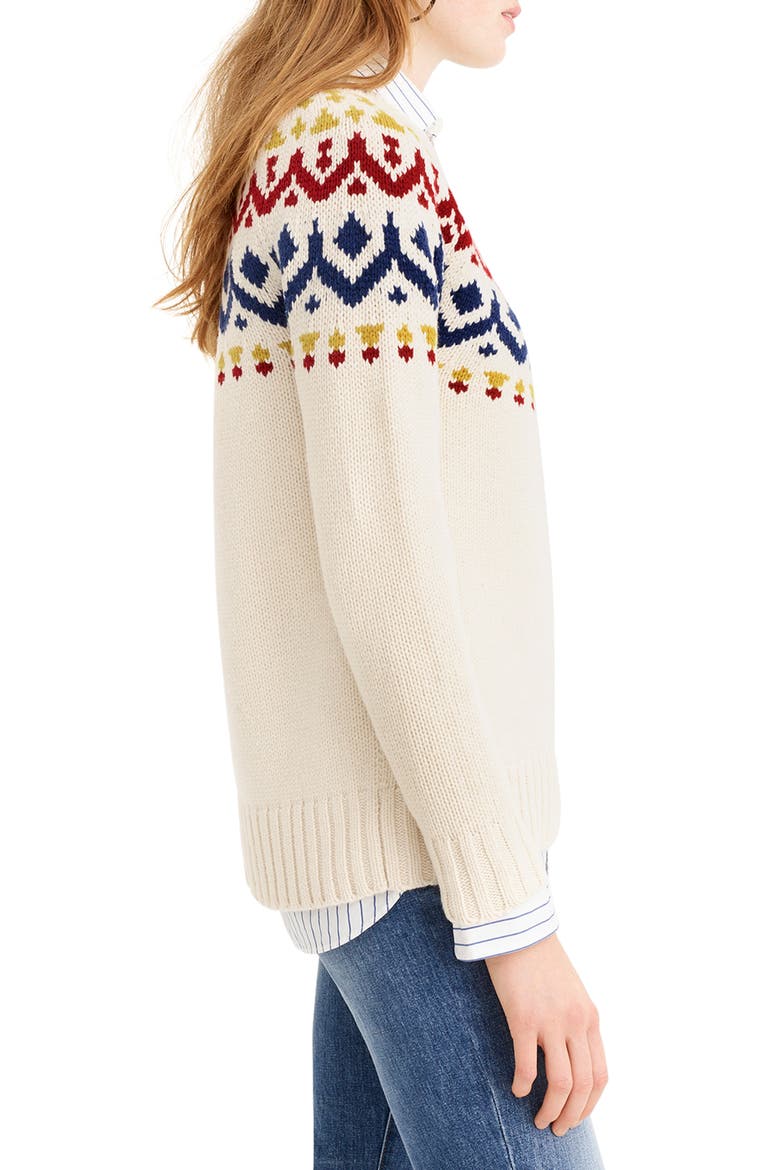 Fair Isle Sweater, Alternate, color, NATURAL MULTI