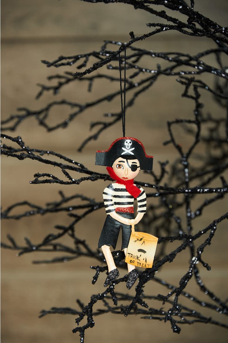 Jogger Pirate Halloween Joe Spencer Gathered Traditions Tin Ornament, Alternate, color, Black