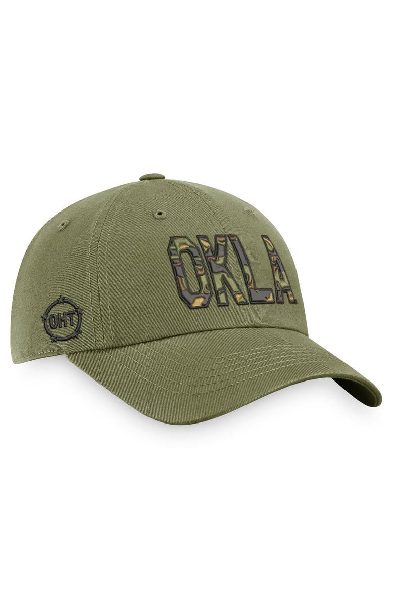 Men's Top of the World Olive Oklahoma Sooners OHT Military Appreciation Unit Adjustable Hat, Alternate, color, Olive