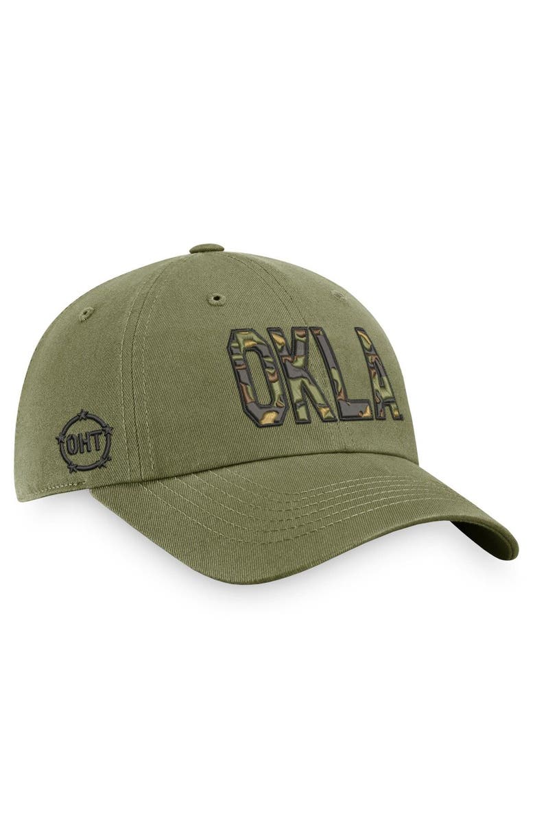 TOP OF THE WORLD Men's Top of the World Olive Oklahoma Sooners OHT Military Appreciation Unit Adjustable Hat, Alternate, color, Olive