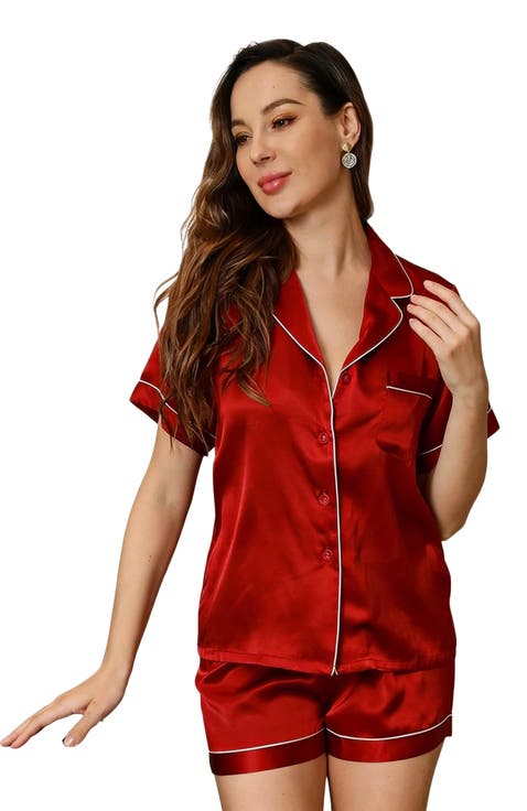Pure Silk Pajamas Short Pjs Set Two-Piece