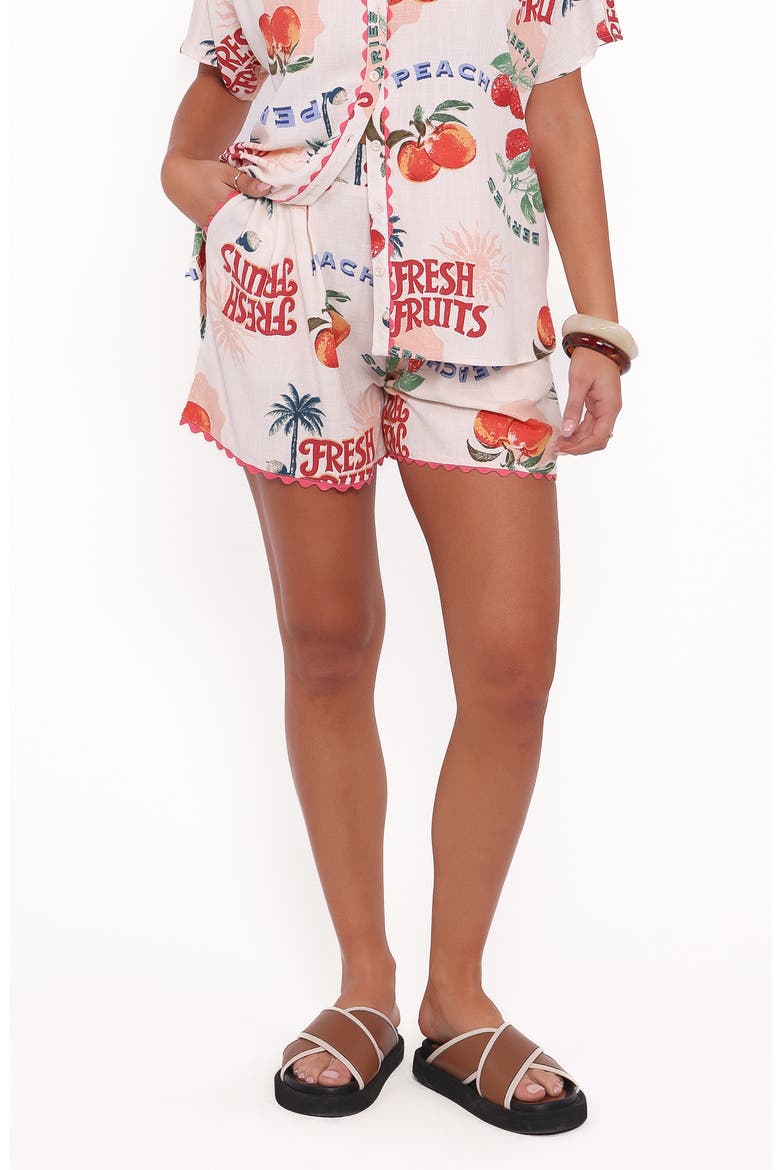 Lars Printed Rickrack Trim Shorts, Main, color, TUTTI FRUTTI