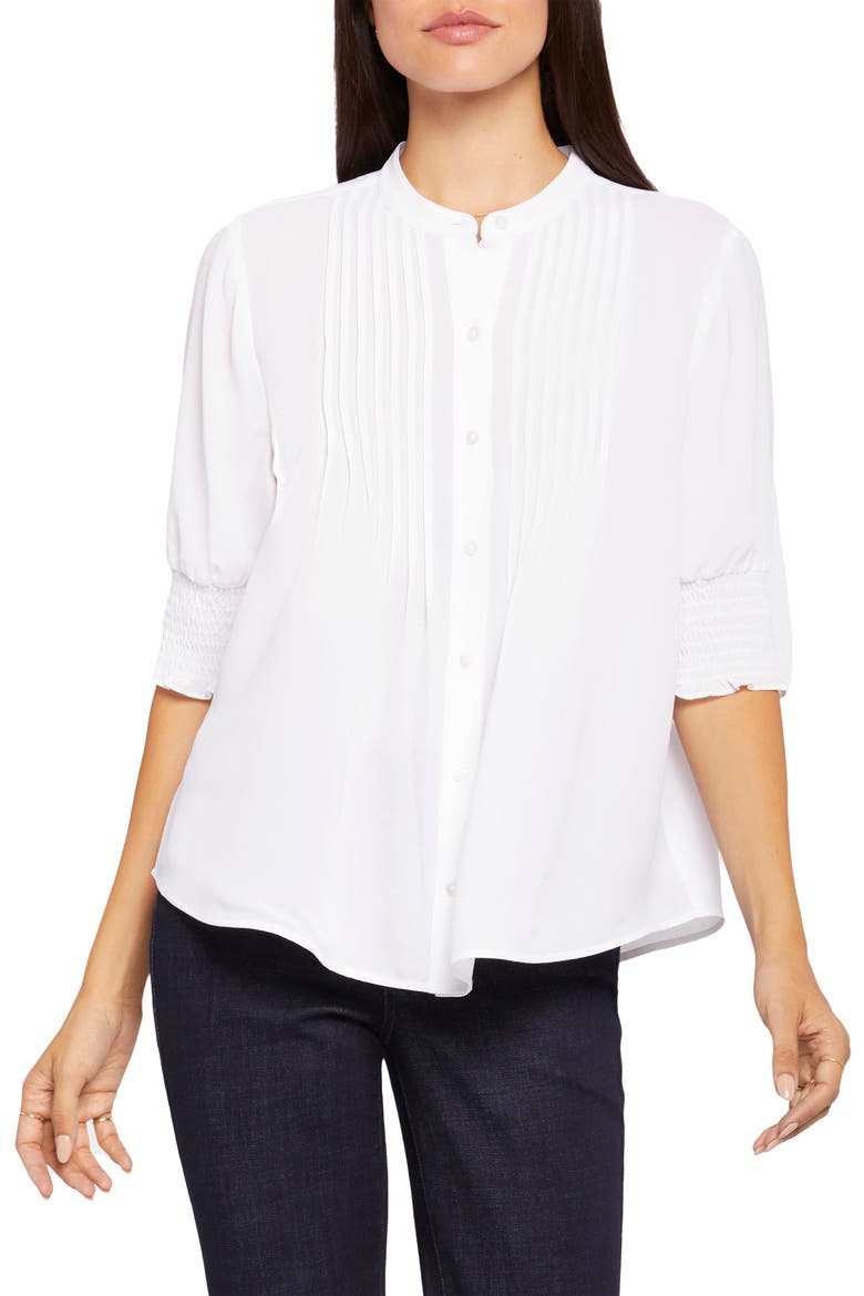 Pleated Peasant Blouse, Main, color, OPTIC WHITE
