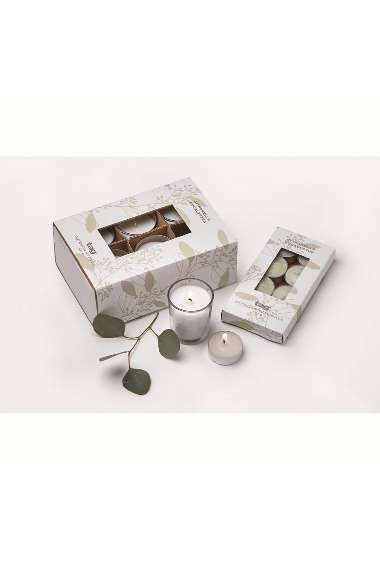 Citronella Eucalyptus Votives Set of Six Scented Candles, Alternate, color, Beige