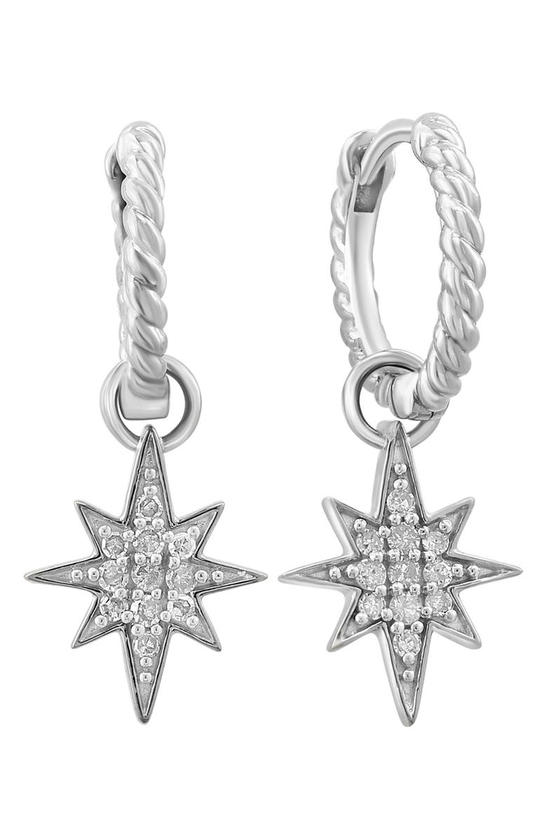 EFFY Sterling Silver Diamond Star Drop Earrings - 0.19ct, Main, color,
