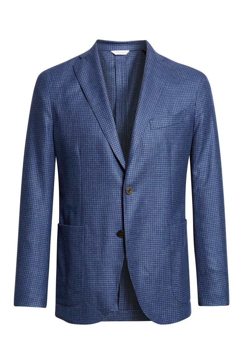 K-Jacket Blue Houndstooth Check Wool & Silk Blend Sport Coat, Alternate, color, BLUE