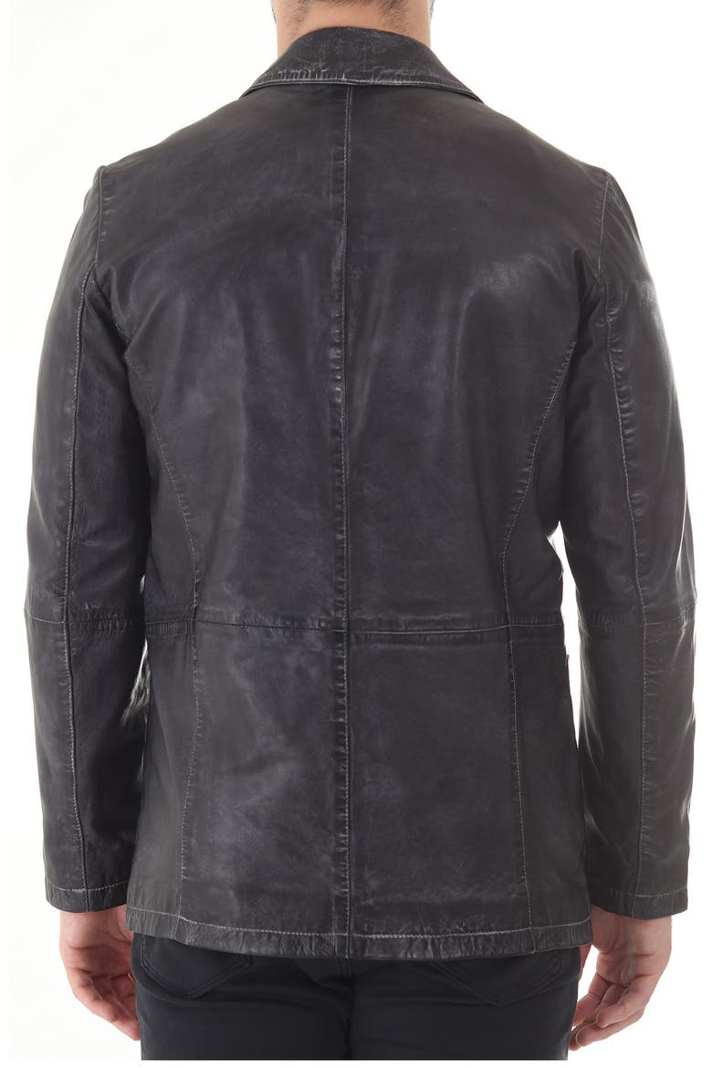Lambskin Leather Blazer, Alternate, color, BLACK