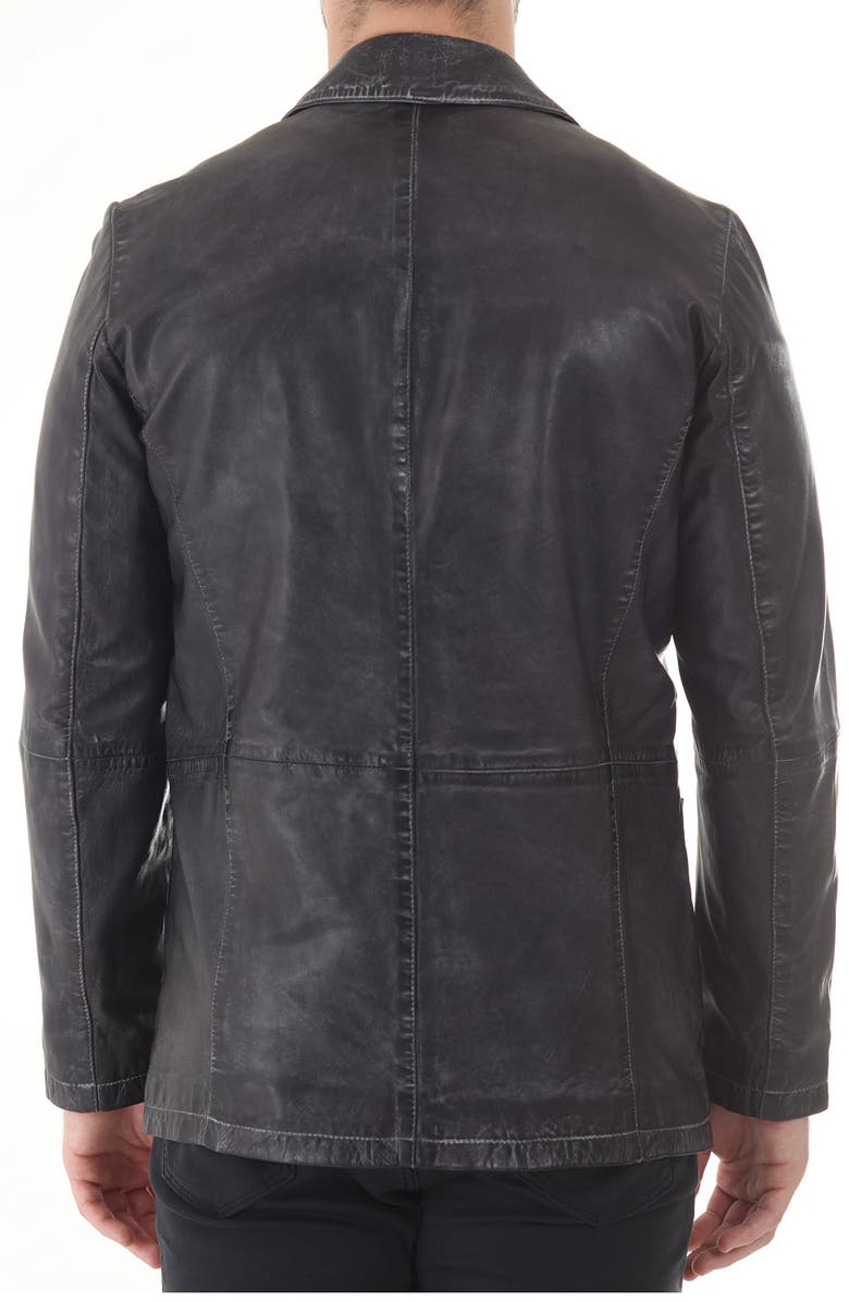 Missani Le Collezioni Lambskin Leather Blazer, Alternate, color, Black