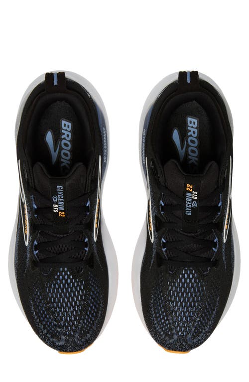 Brooks Glycerin Gts 22 Running Shoe In Black/country Blue/orange