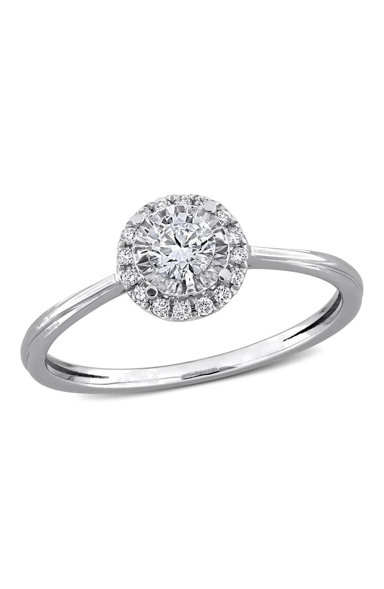 Julianna B. Lab-Grown Diamond Halo Engagement Ring 18k, Main, color, White Gold