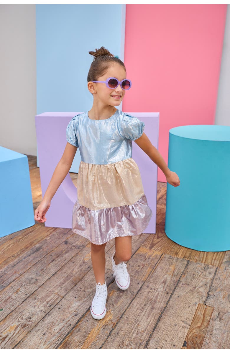 BISBY Kids' Tiered Smita Dress, Alternate, color, Metallic