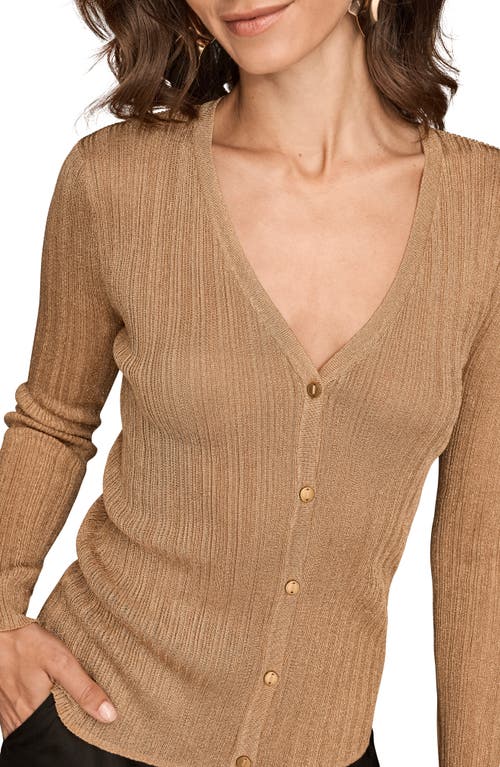 Donna Karan New York Metallic Cardigan In Brown