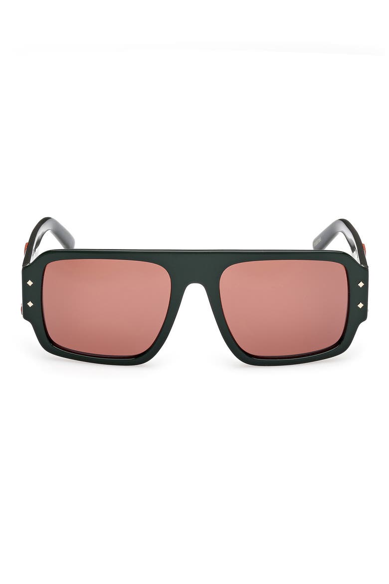 55mm Polarized Navigator Sunglasses, Main, color, SHINY DARK GREEN / ROVIEX