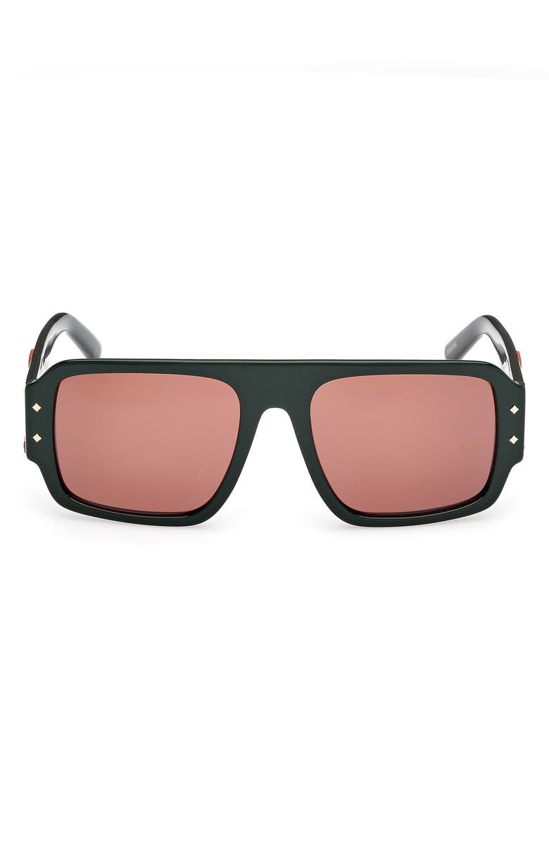 MCM 55mm Polarized Navigator Sunglasses, Main, color, Shiny Dark Green / Roviex