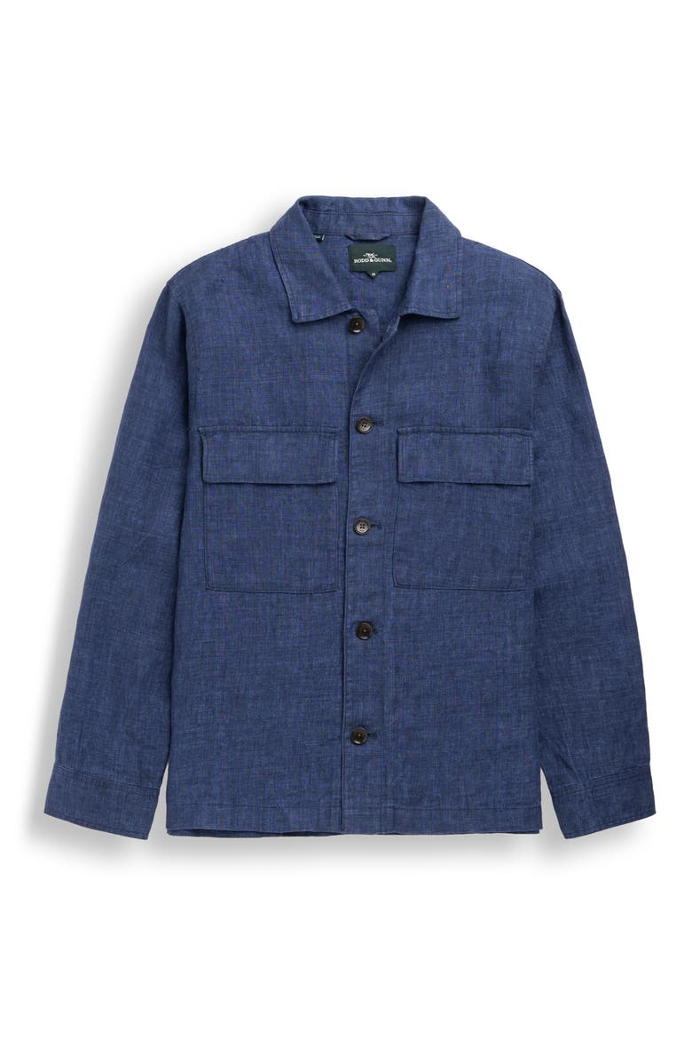Resort Linen Overshirt, Alternate, color, MARINE