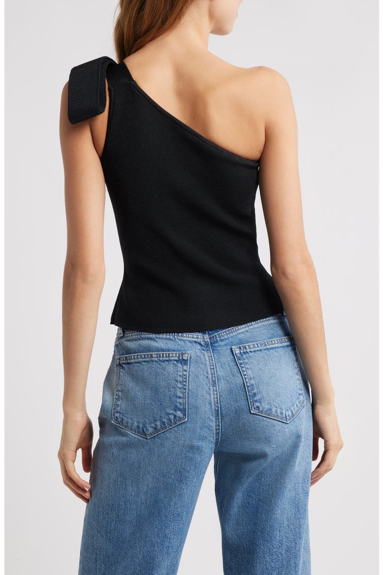 Nomi Bow Detail One-Shoulder Sweater, Alternate, color, BLACK