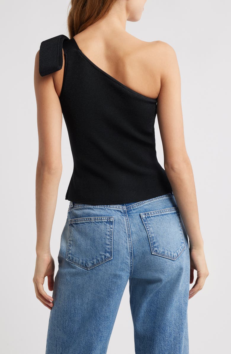 Cult Gaia Nomi Bow Detail One-Shoulder Sweater, Alternate, color, Black