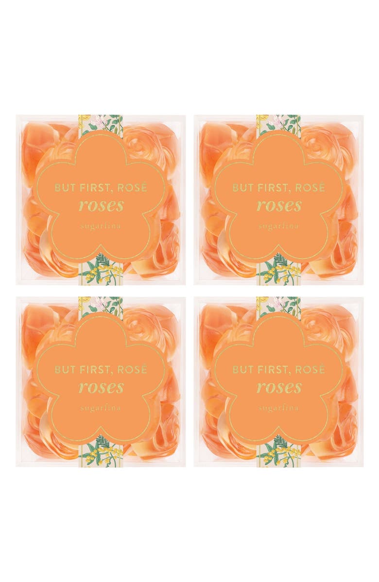 sugarfina But First, Rosè Set of 4 Gummy Rose Candy Cubes, Main, color, 