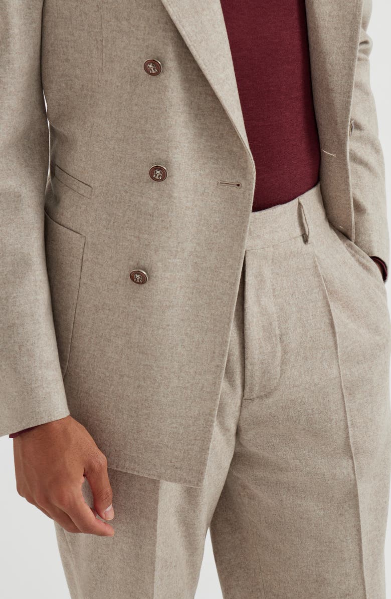 Brunello Cucinelli Leisure fit trousers with pleats, Alternate, color, Beige