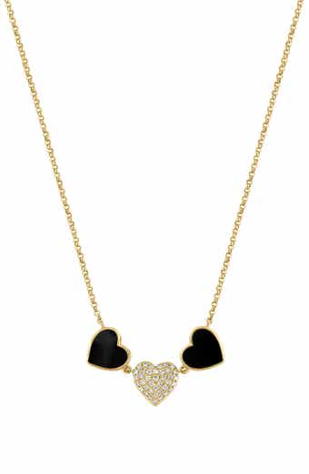EFFY Onyx & Diamond Heart Necklace