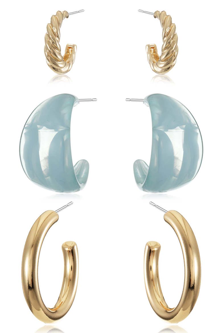 Super Set of 3 Hoop Earrings, Alternate, color, BLUE MULTI