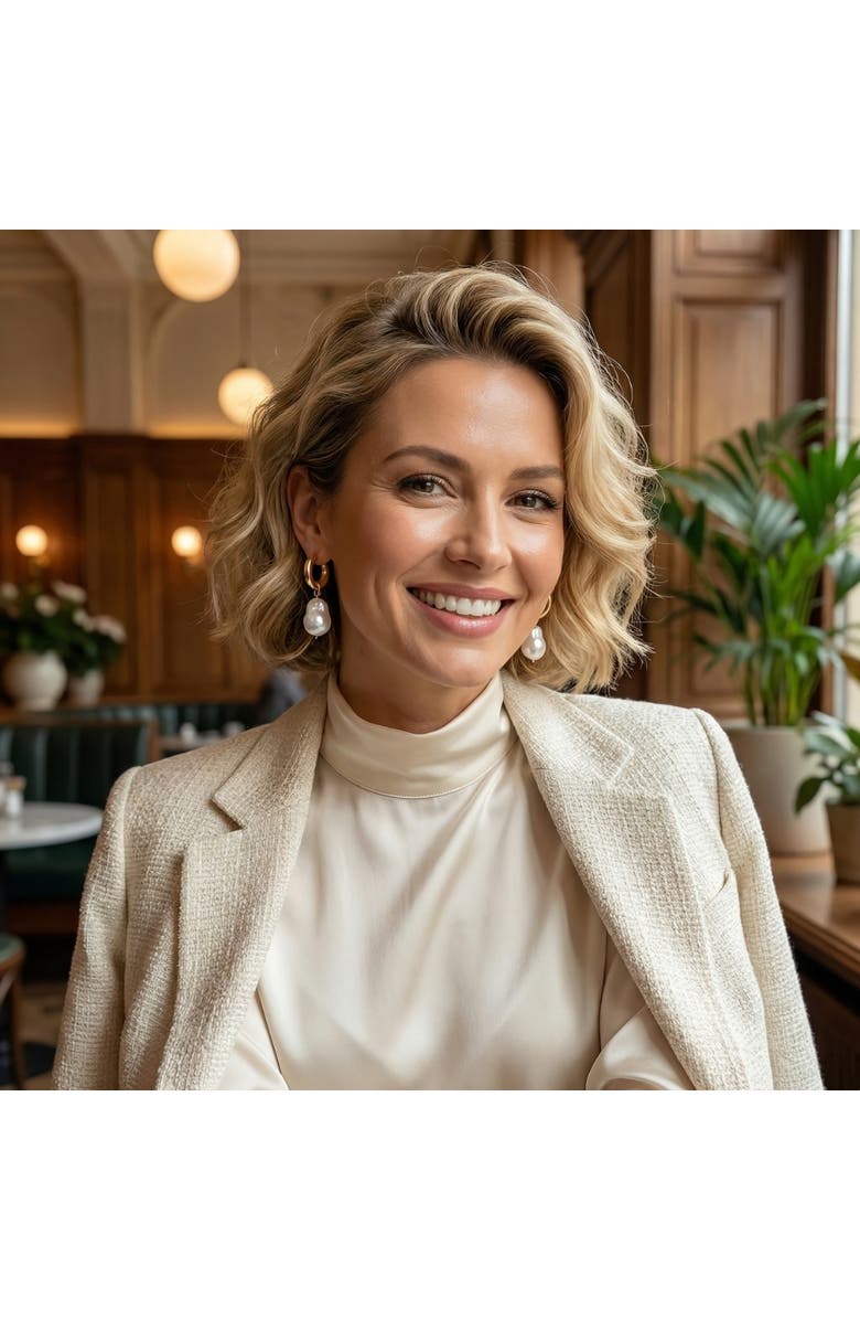 Bliss Diamond 18k Gold Plated 2" Fresh Water Pearl Hoops, Alternate, color, 18K Yellow Gold