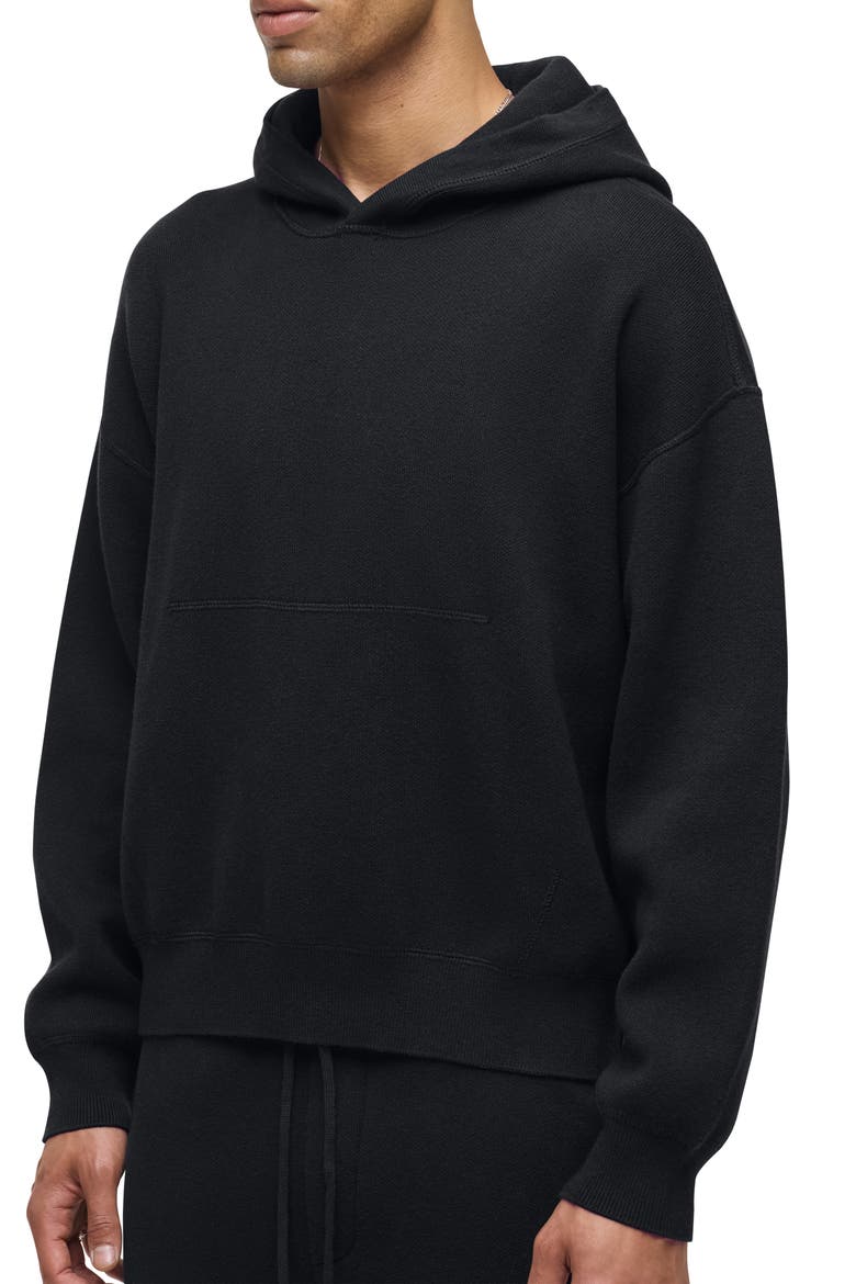 Cotton & Cashmere Double Knit Hoodie, Main, color, PITCH BLACK