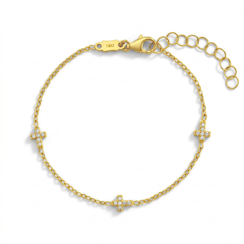 14k Tiny Cross Link Bracelet