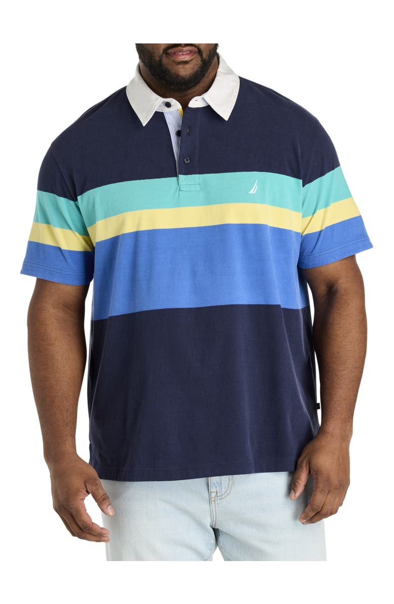 Nautica Big & Tall Colorblocked Polo Shirt, Main, color, Navy Seas