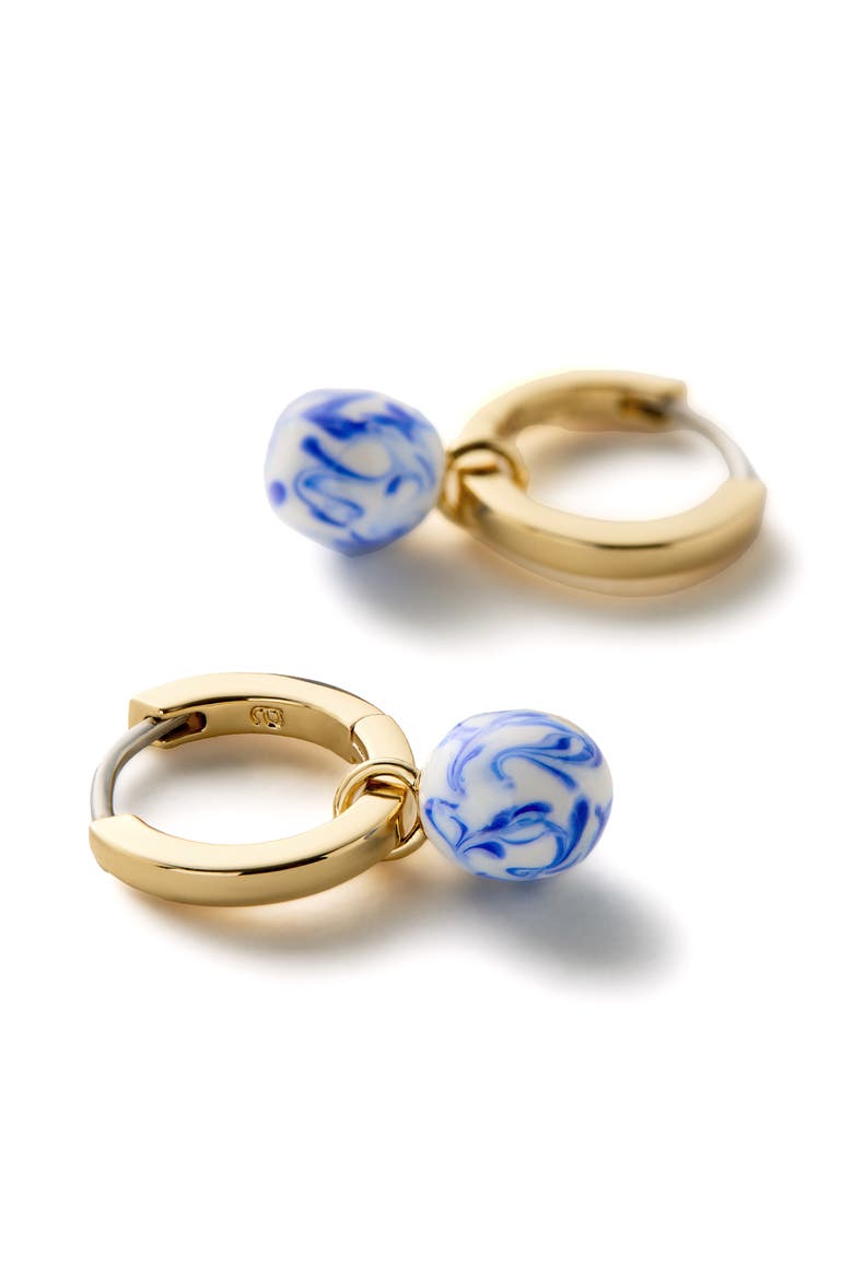 Gold Drop Earrings - Lainey Marble Blue, Alternate, color, Marble Blue/ Gold