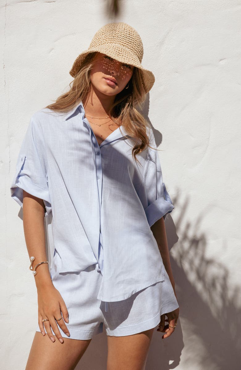 Petal & Pup Tallulah Print Pull-On Shorts, Alternate, color, Pale Blue