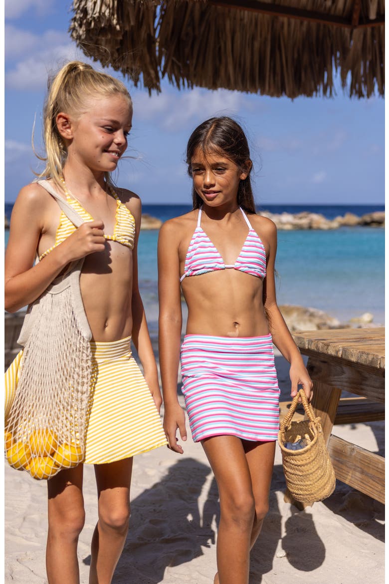 Kids' Sorbet Stripe Triangle Two-Piece Swimsuit, Alternate, color, PINK