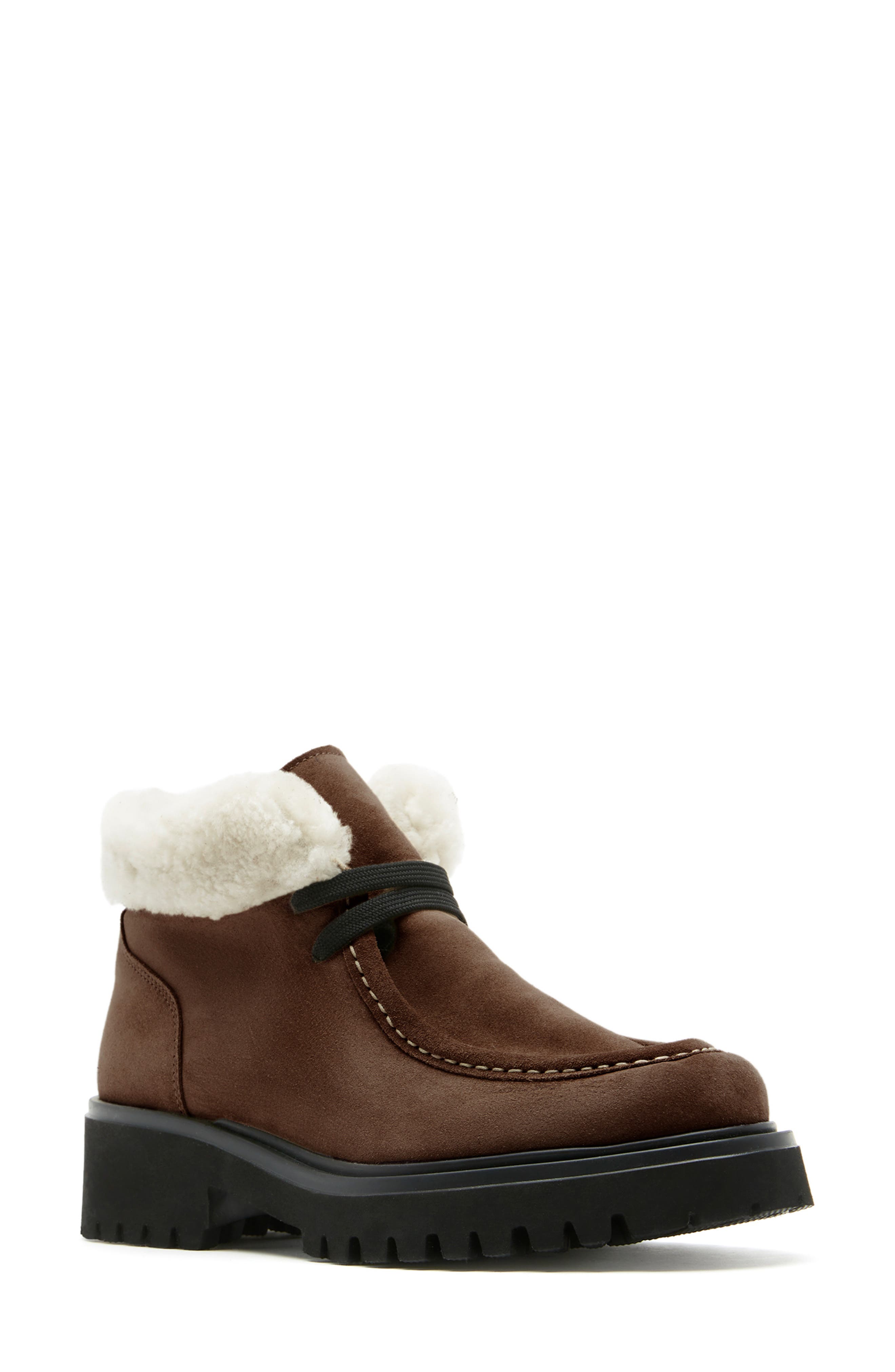Kinetic Genuine Shearling Bootie, Main, color, BRUNETTE SUEDE