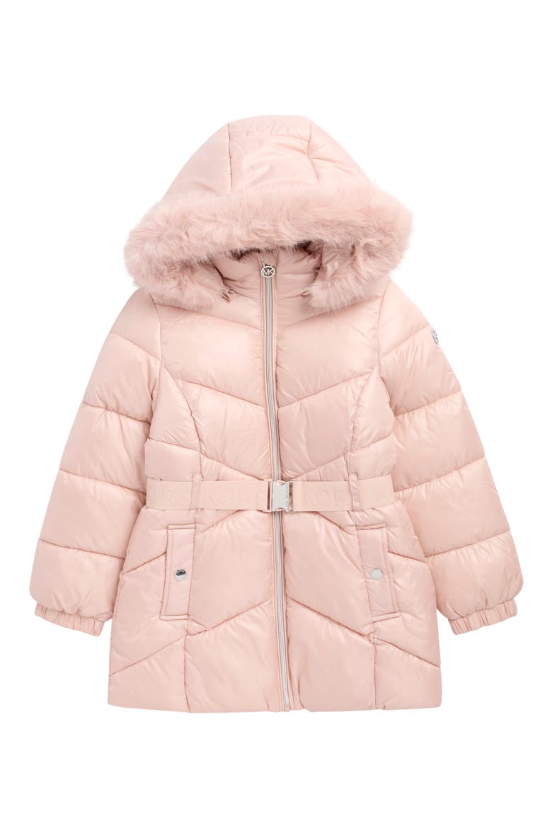 Kids' Stadium Puffer Jacket with Removable Faux Fur Trim Hood, Main, color, ROSEWATER