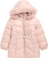 Michael Kors Kids' Stadium Puffer Jacket with Removable Faux Fur Trim Hood