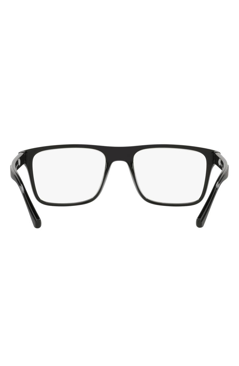 Emporio Armani 54mm Rectangular Optical Glasses, Alternate, color, Shiny Black / Clear