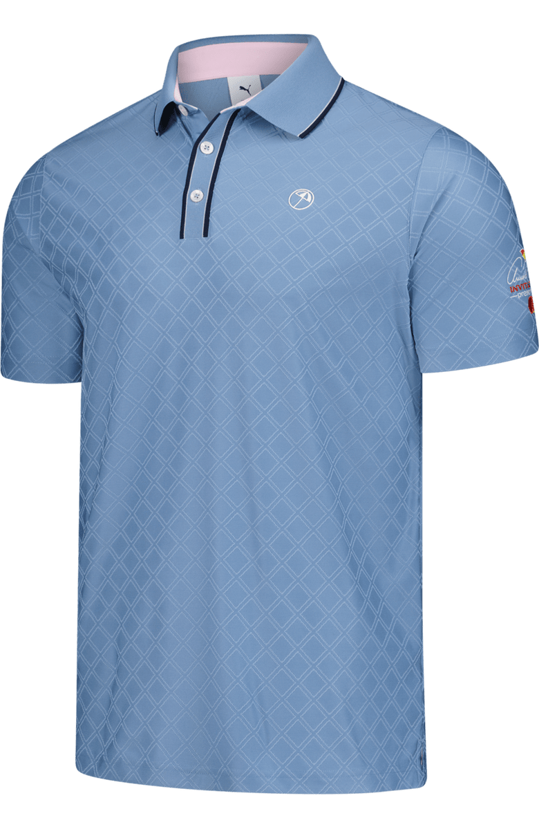PUMA Men's Puma Blue Arnold Palmer Invitational Tipped Jacquard Polo, Alternate, color, Blue