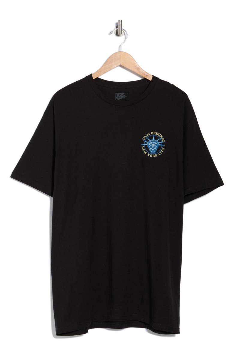 Vans NYC Liberty Skull Logo Graphic T-Shirt, Alternate, color, Black