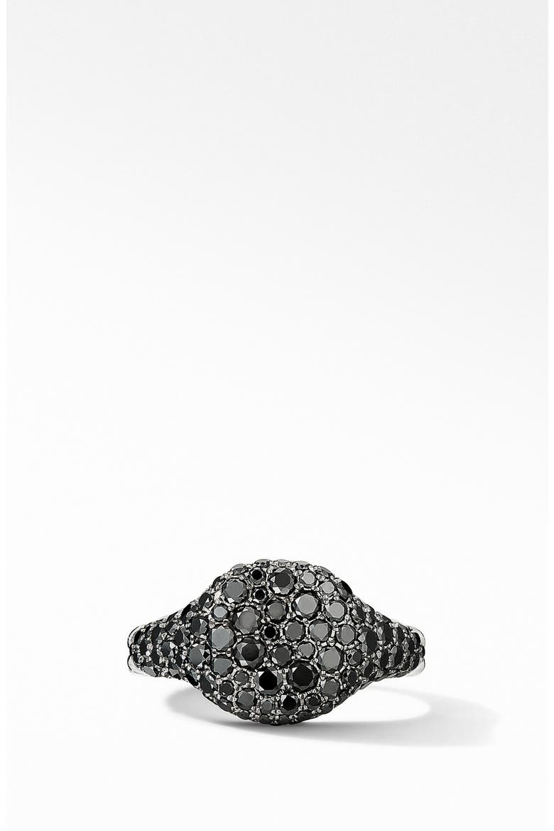 Mini Chevron Pinky Ring in 18K White Gold with Pavé Black Diamonds, Alternate, color, BLACK DIAMOND