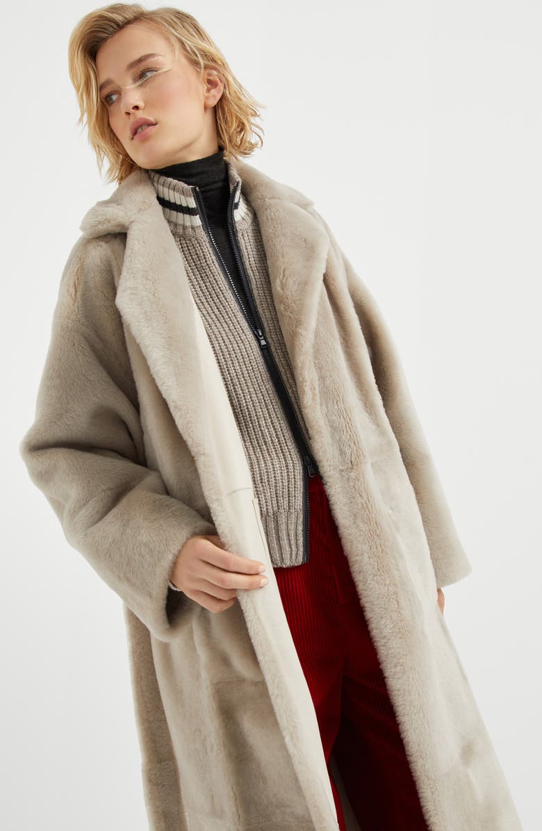 Brunello Cucinelli Shearling reversible coat, Alternate, color, 