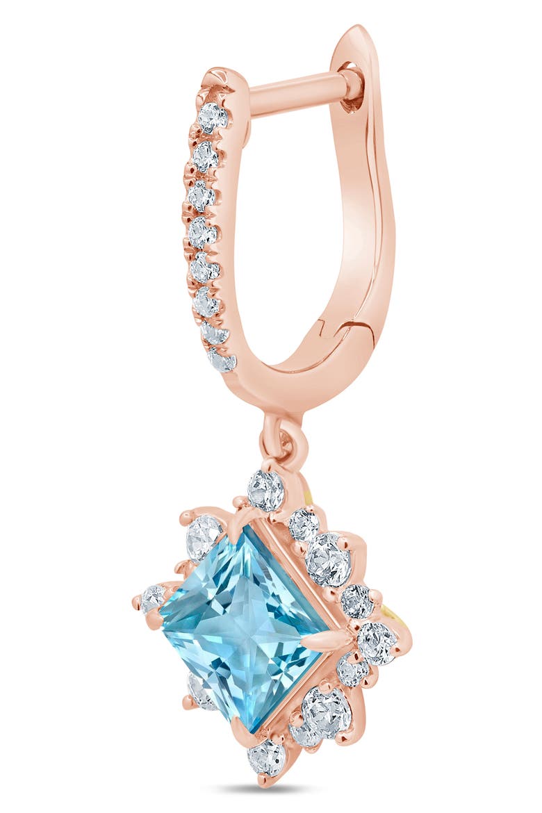 Princess Aquamarine & Diamond Dangle Earrings - 0.5ct., Alternate, color, PINK