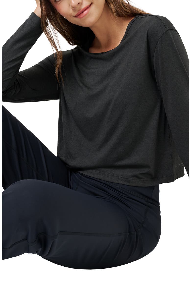 Celestia Long Sleeve Performance T-Shirt, Alternate, color, HEATHER BLACK