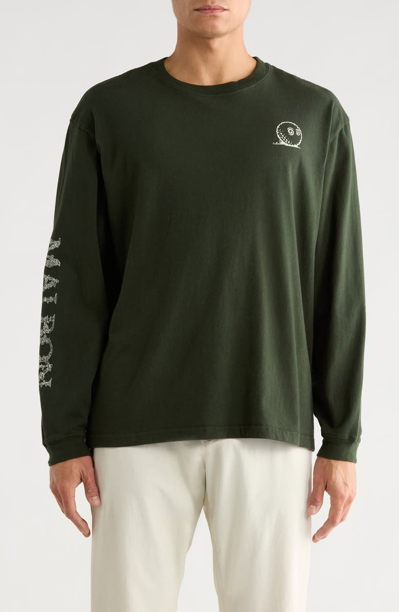 Malbon Golf Gorse Foraging Cotton Graphic T-Shirt, Main, color, Olivine