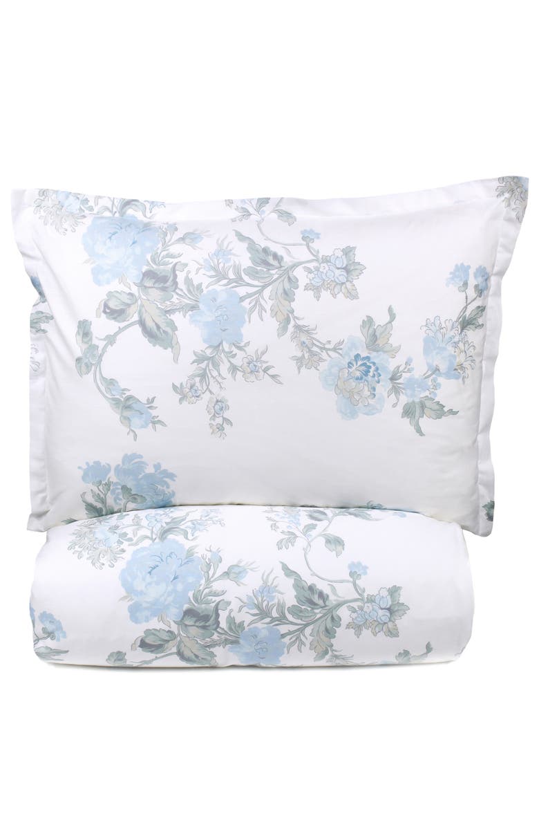 MELANGE HOME Rose Percale Cotton Duvet Cover & Sham Set, Alternate, color, Blue