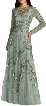 Mac Duggal Women's Embellished Long Sleeve A-Line Gown