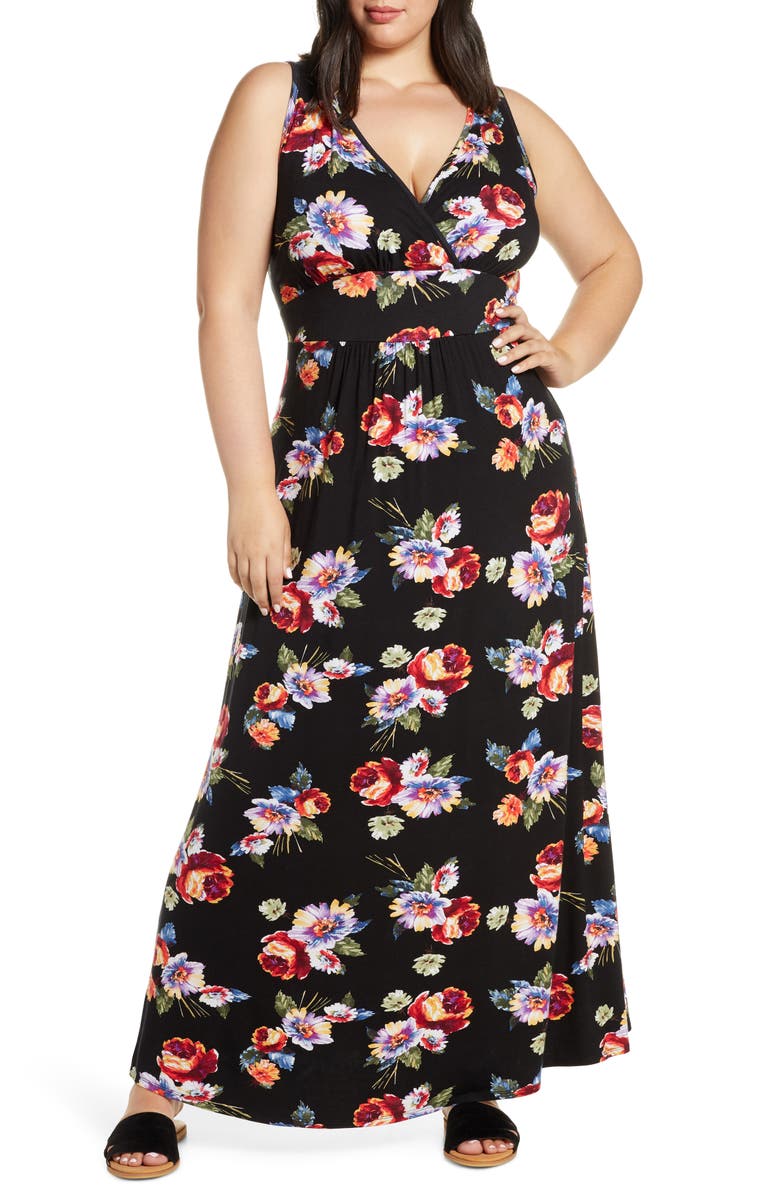 Loveappella Floral Halter Neck Maxi Dress, Main, color, 