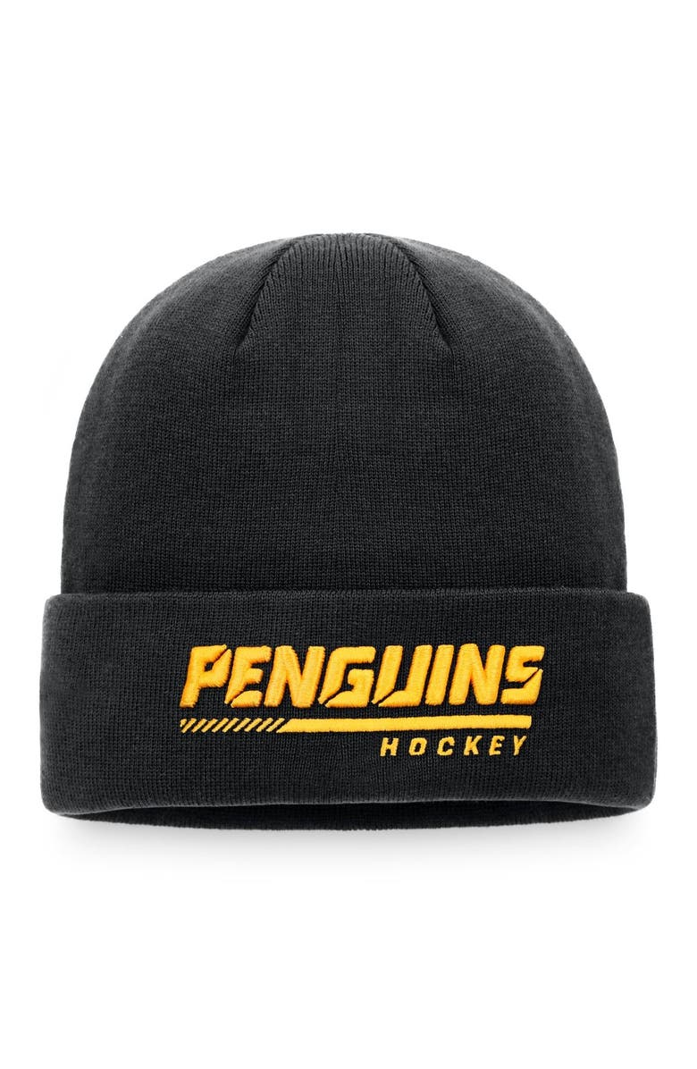 FANATICS Men's Fanatics Branded Black Pittsburgh Penguins Authentic Pro Locker Room Cuffed Knit Hat, Main, color, Black