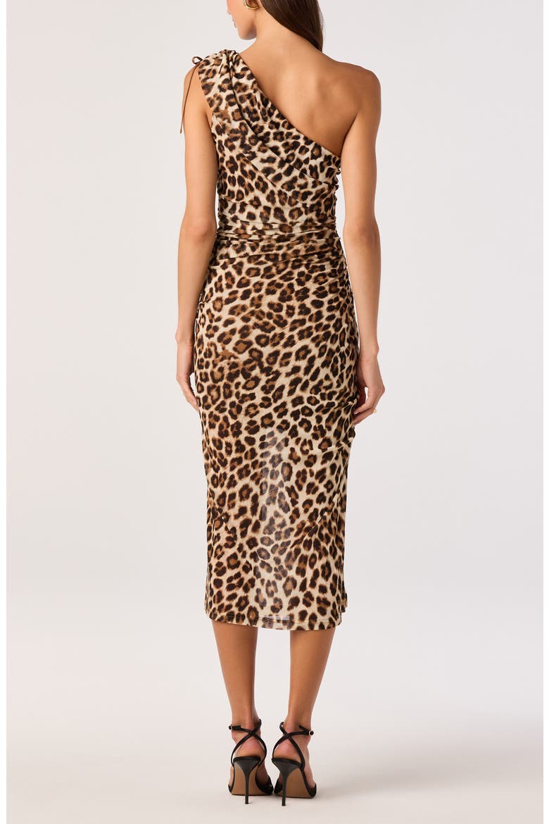 Esmerande Polka Dot One-Shoulder Midi Dress, Alternate, color, LEOPARD PRINT