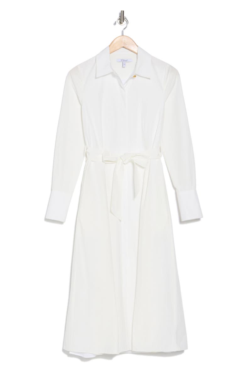Annette Long Sleeve Tie Waist Shirtdress, Alternate, color, SOFT WHITE