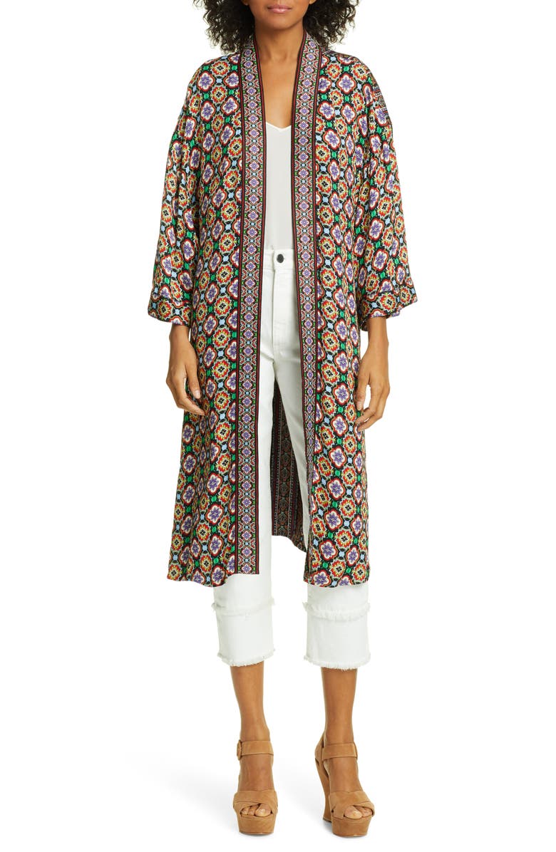 Alice + Olivia Lynn Print Mid-Length Kimono, Main, color, 